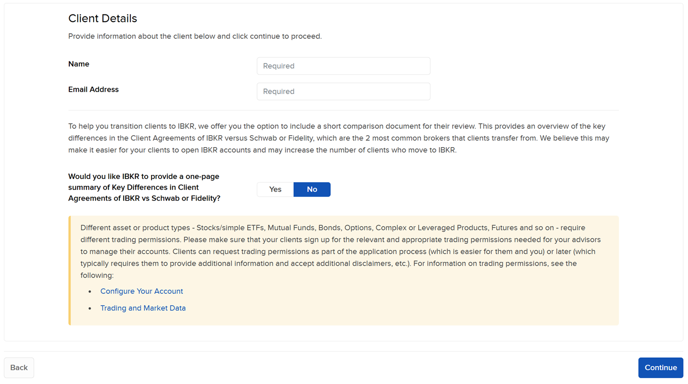 Image of the fully electronic client details panel in Portal. 